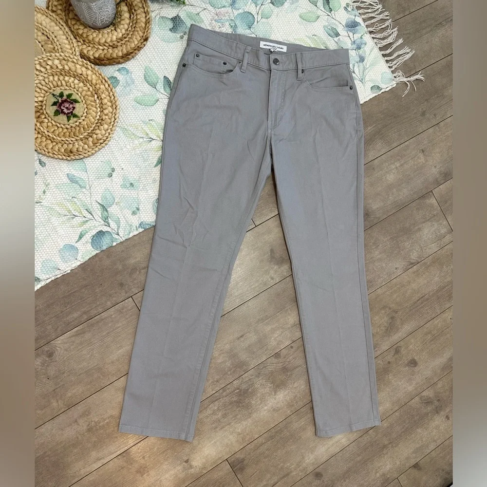 New Men’s Gray Slim 5 Pocket Stretch Twill Pants Size 34x31